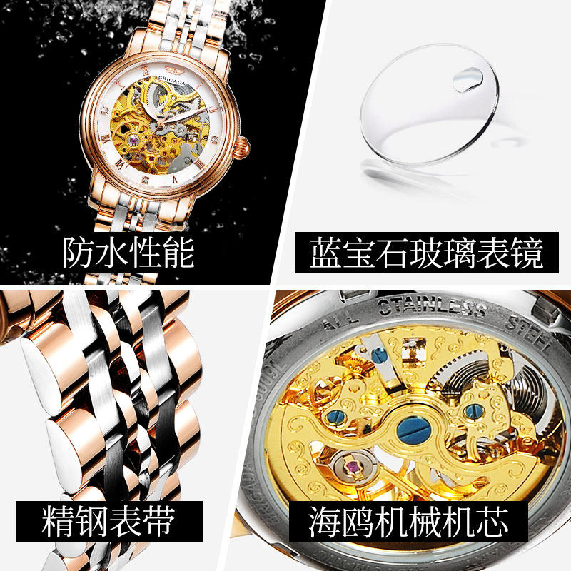 brigada正品女士女全自动机械表 brigada国产腕表