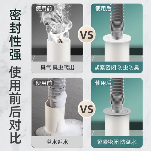 下水管防臭密封圈洗手盆洗衣机排水管封口器下水道管道防返臭神器 - 图0