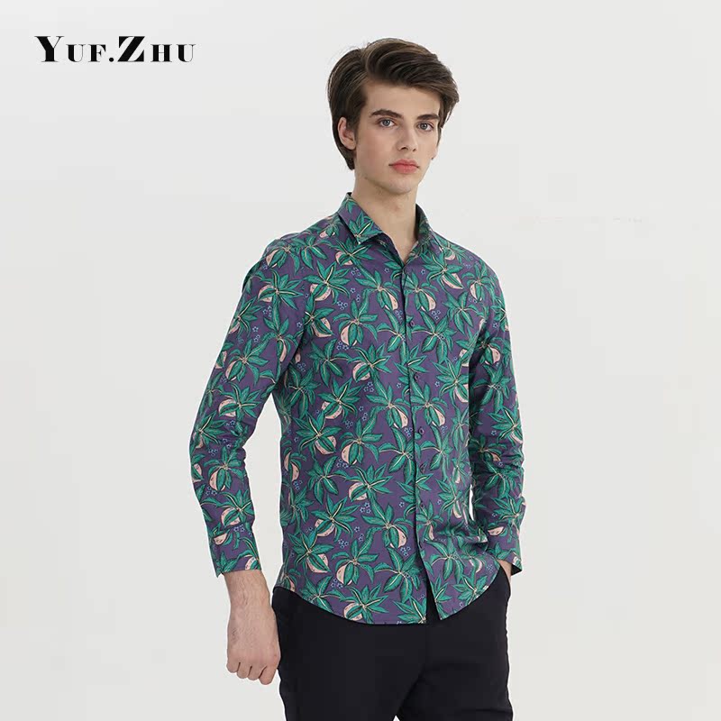 年衬衣男时尚潮流青年衬衫男商务休闲男士长袖花衬衫 YUF.ZHU2018 年衬衣男时尚潮流青年衬衫男商务休闲男士长袖花衬衫 YUF.ZHU2018