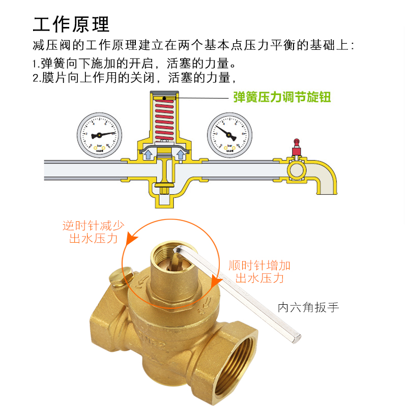 4分家用自来水减压阀热水器净水器稳压阀 活接内外丝减压阀可调式