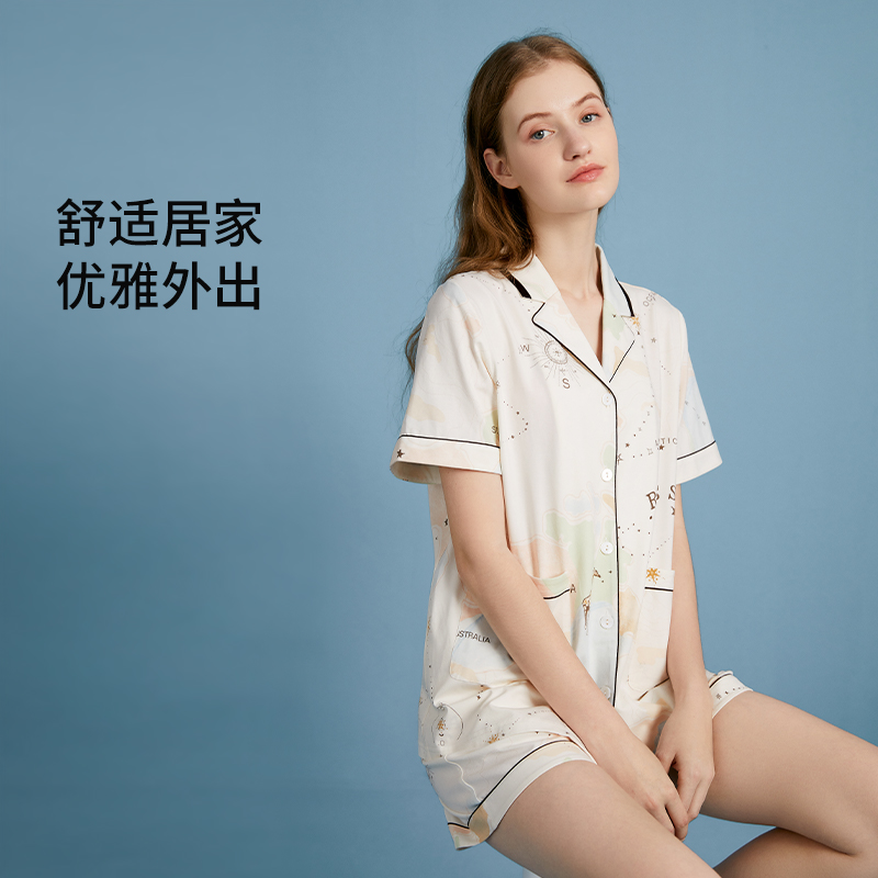 嫚熙女士新款纯棉短袖网红大鹅睡衣 EMXEE嫚熙睡衣/家居服套装