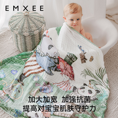 嫚熙新款婴儿浴巾新生超软竹棉超大号宝宝专用洗澡包巾干爽超柔软