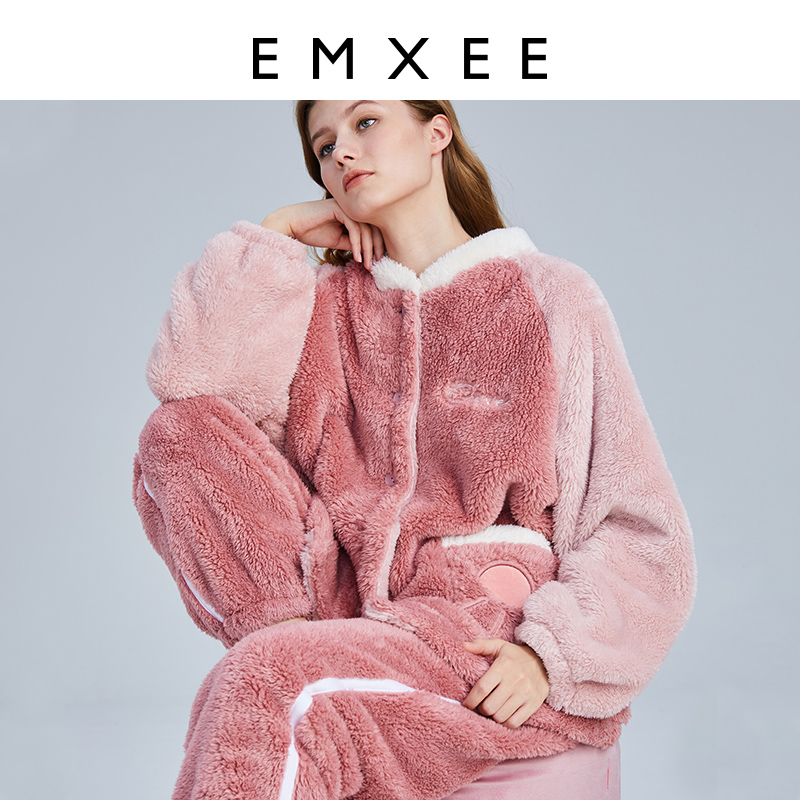 英国嫚熙秋冬季孕妇加绒月子服睡衣 EMXEE嫚熙家居服套装