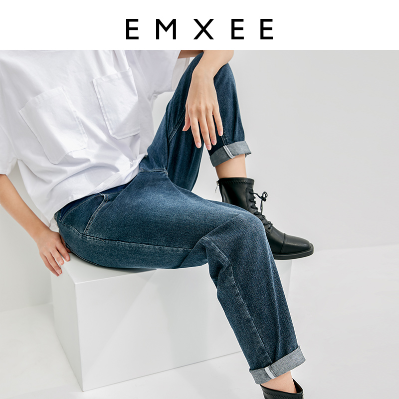 嫚熙孕妇装外穿宽松加绒直筒裤子 EMXEE嫚熙孕妇直筒裤