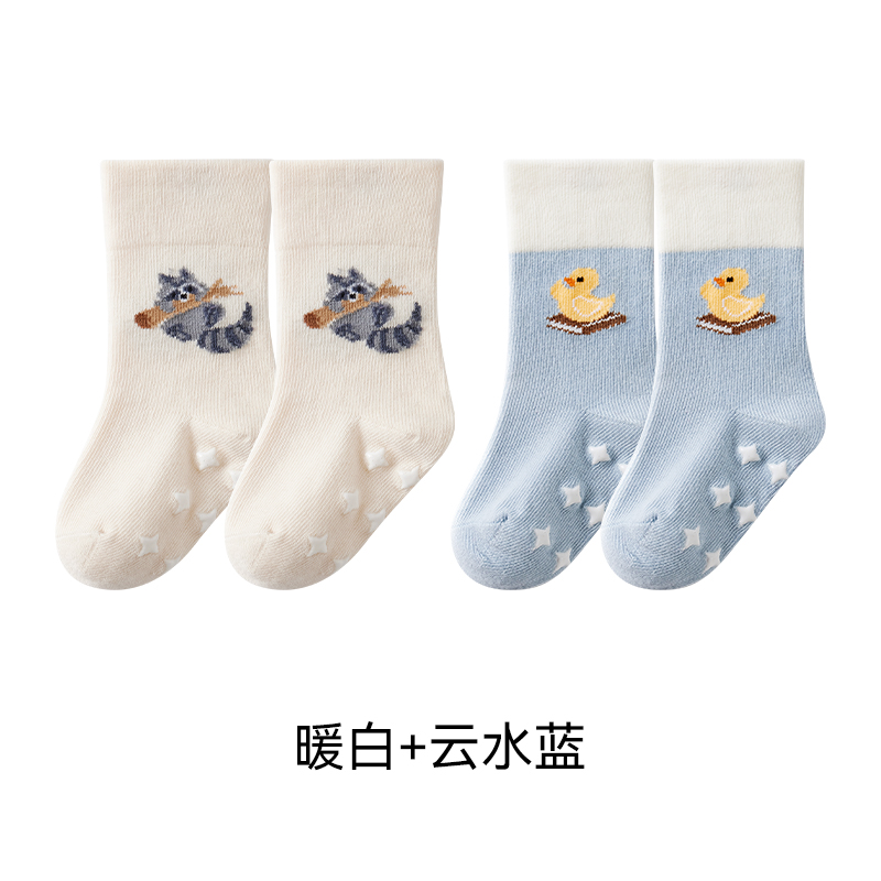 【新品】嫚熙婴儿地板袜春秋男女童宝宝婴幼儿袜子防滑学步中筒袜