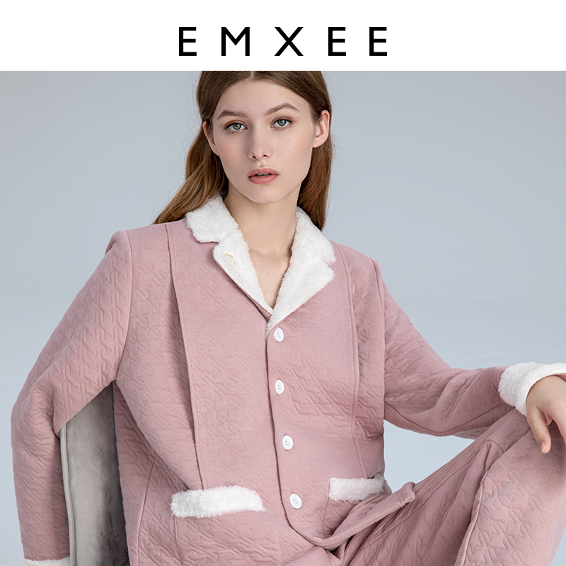 英国嫚熙秋冬月子服孕妇夹棉睡衣 EMXEE嫚熙家居服套装