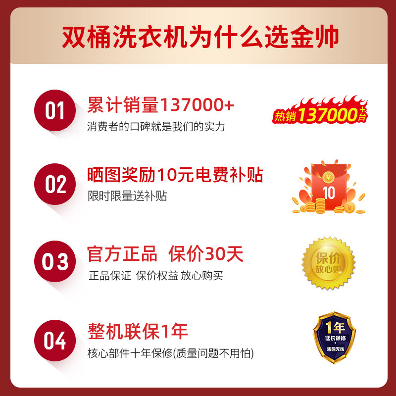 金帅9kg半全自动家用租房洗衣机 金帅电器洗衣机