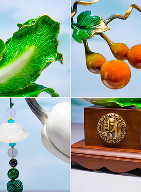 佐森招财白菜摆件铜中式家居客厅