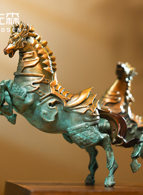 八骏铜马摆件客厅办公室装饰品