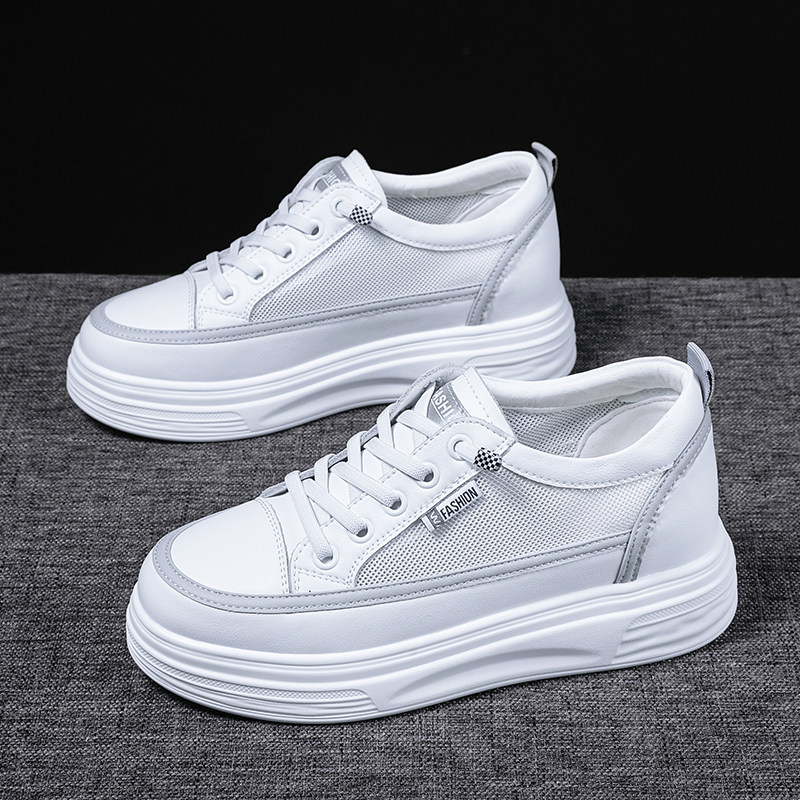 网面小白鞋女2025新款夏季镂空薄款透气松糕鞋小个子5CM增高厚底,淘宝优惠券,粉丝福利购,淘宝优惠卷