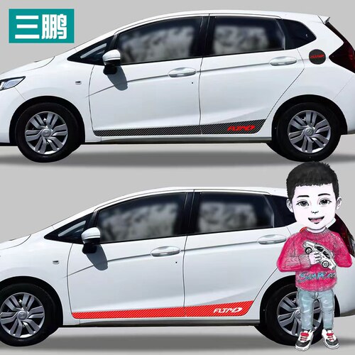 专用于本田飞度反光门边贴装饰条车身个性碳纤维拉花贴纸改装车贴 - 图0
