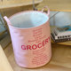 Pink thickened fabric student storage basket dirty clothes bucket