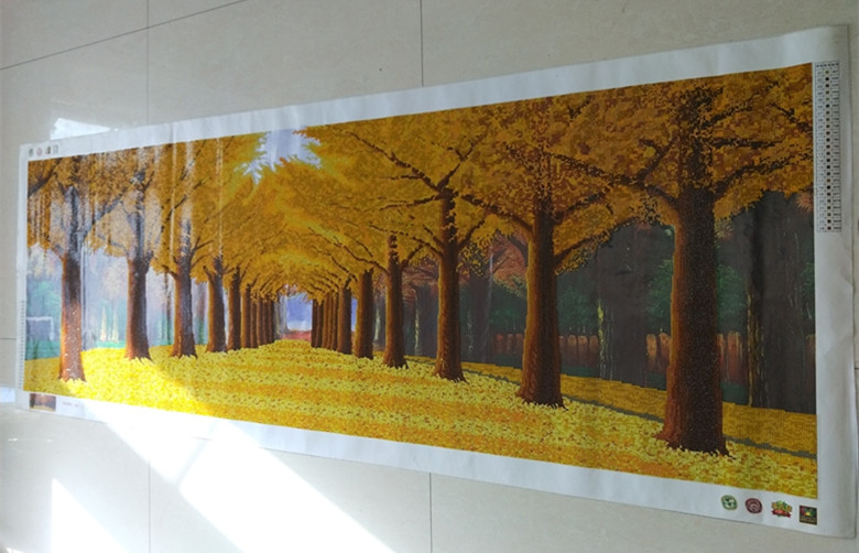 包邮手工钻石十字绣5D魔方钻成品黄金满地客厅2米风景画 已贴好的 - 图3