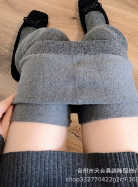 波点棕色连裤袜女秋冬加绒咖啡色直角跟打底裤不勒脚jk烟灰色棉裤