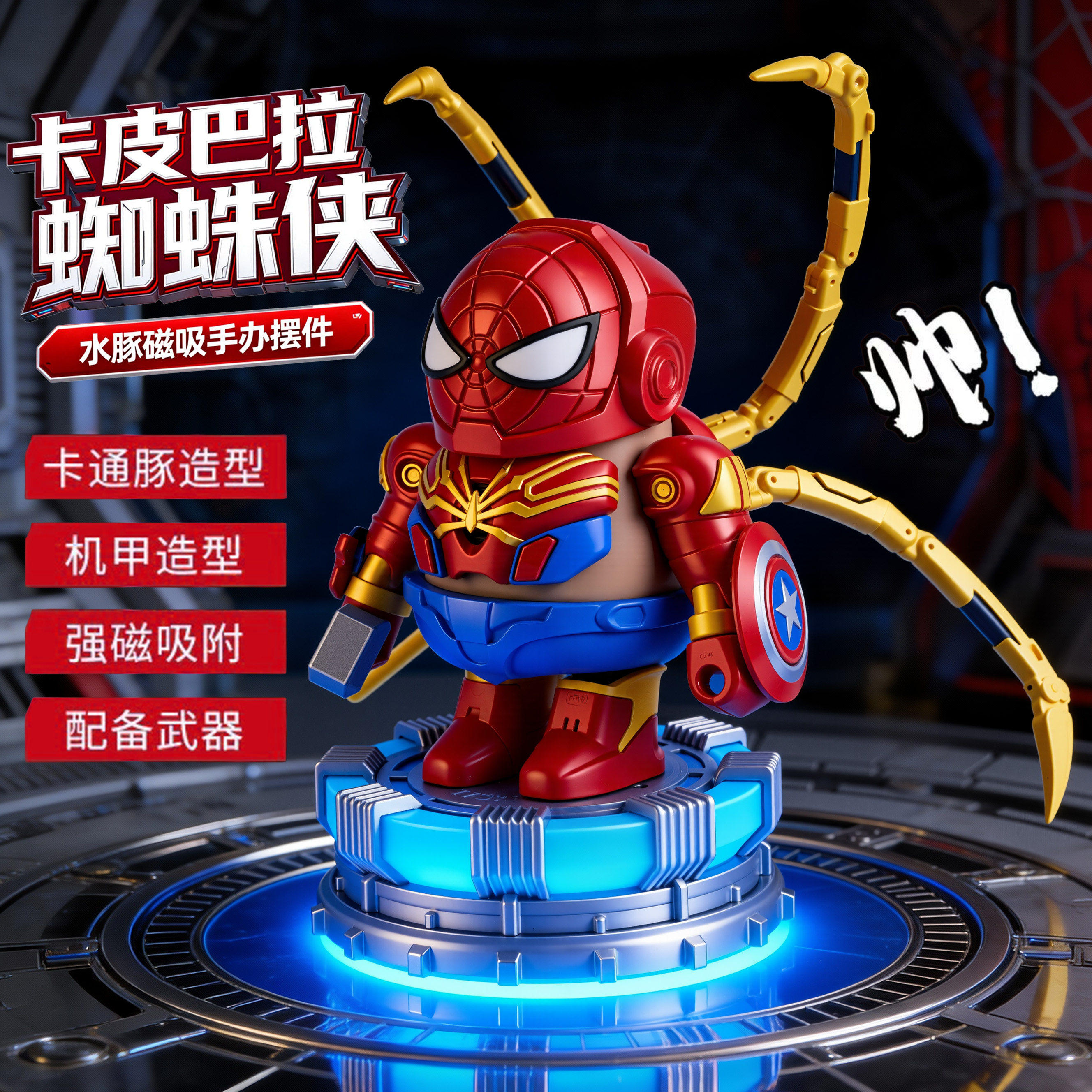 卡皮巴拉蜘蛛侠磁吸高达积木儿童益智玩具立体拼装钢铁豚矮达机甲,淘宝优惠券,粉丝福利购,淘宝优惠卷