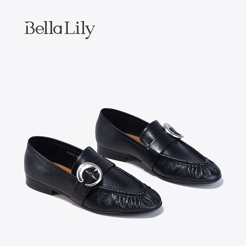 BellaLily新款平底气质小皮鞋女羊皮单鞋时尚制服乐福鞋,淘宝优惠券,粉丝福利购,淘宝优惠卷