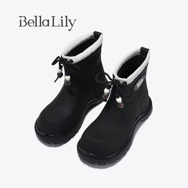 BellaLily2025 new winter style versatile thick-soled mid-calf boots sleeves elastic women's boots non-slip fashionable women's boots