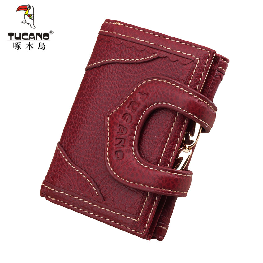 啄木鸟女士短款三折牛皮真皮钱包 啄木鸟正午阳光钱包