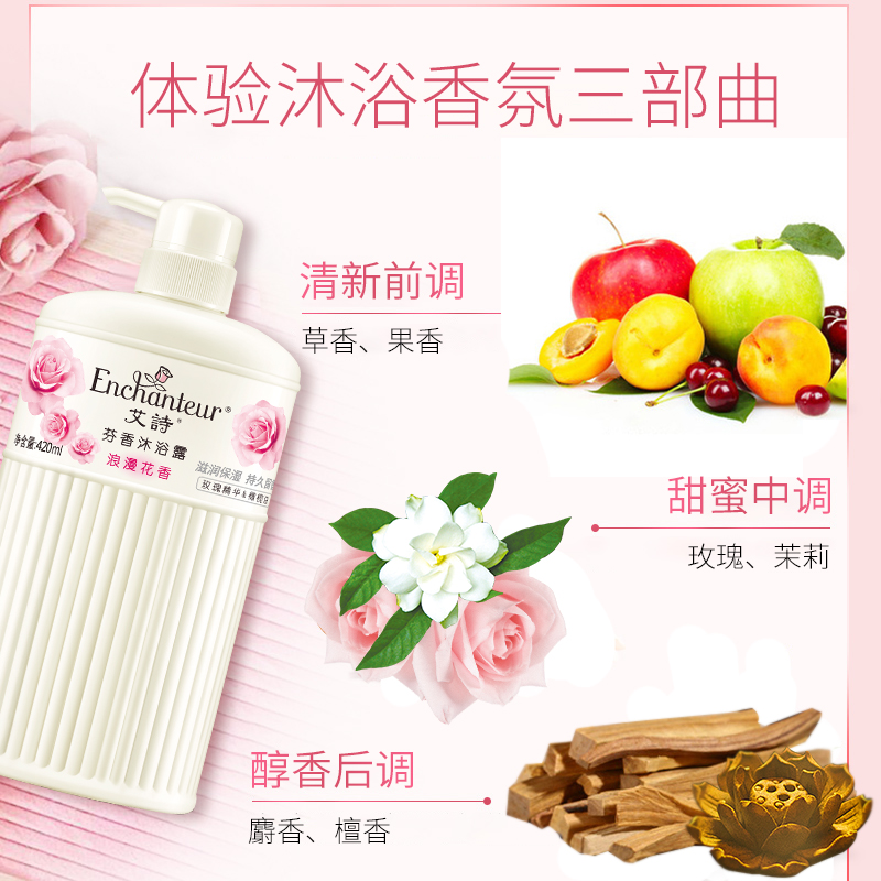 艾诗浪漫沐浴露套装沐浴露持久留香沐浴液家庭装大容量香体沐浴乳