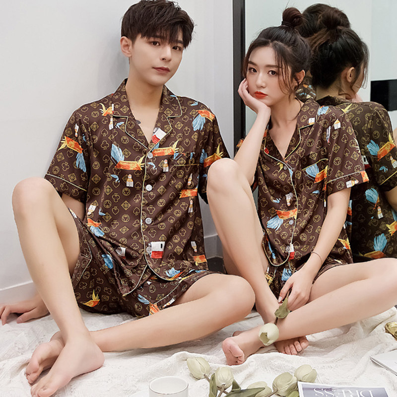 情侣男士春秋长袖冰丝仿真丝绸睡衣 美依婖内衣睡衣/家居服套装