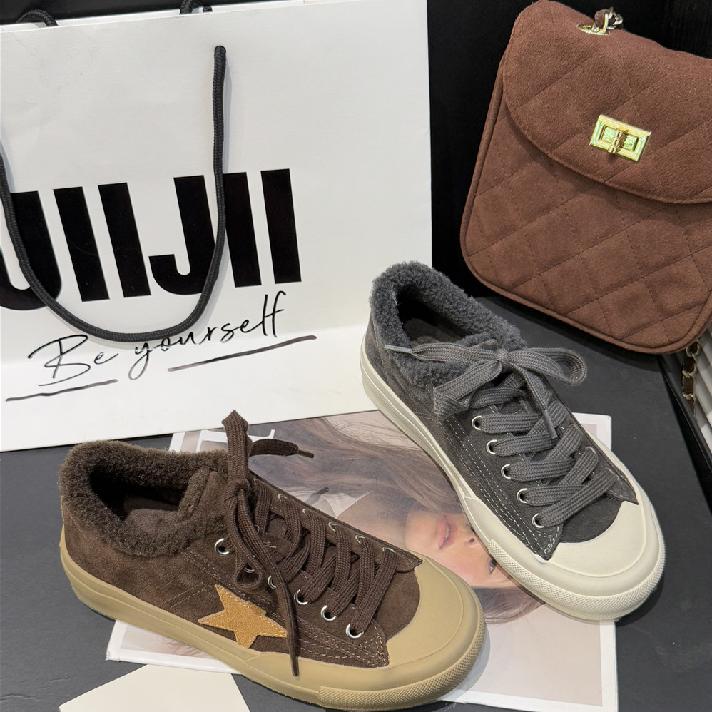 IG~星星鞋脏脏鞋韩版2025冬新舒适厚底加绒真皮舒适板鞋G79-180B,淘宝优惠券,粉丝福利购,淘宝优惠卷