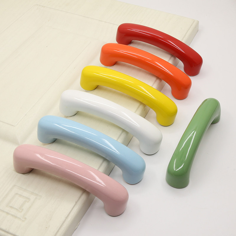 彩色长条黄铜弓形陶瓷柜门拉手收纳柜衣橱柜抽屉柜子64孔距门把手,淘宝优惠券,粉丝福利购,淘宝优惠卷