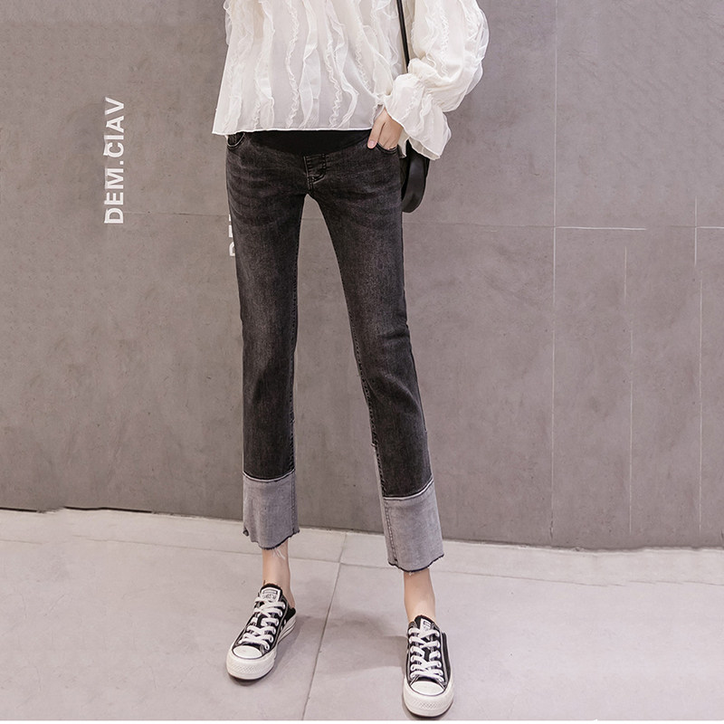 孕妇春秋款外穿直筒裤潮妈牛仔裤 俏爱人孕妇直筒裤