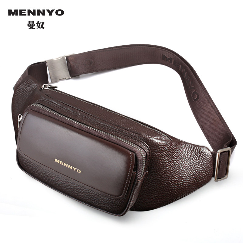 曼奴腰包牛皮男士休闲新款单肩包 mennyo男士包袋