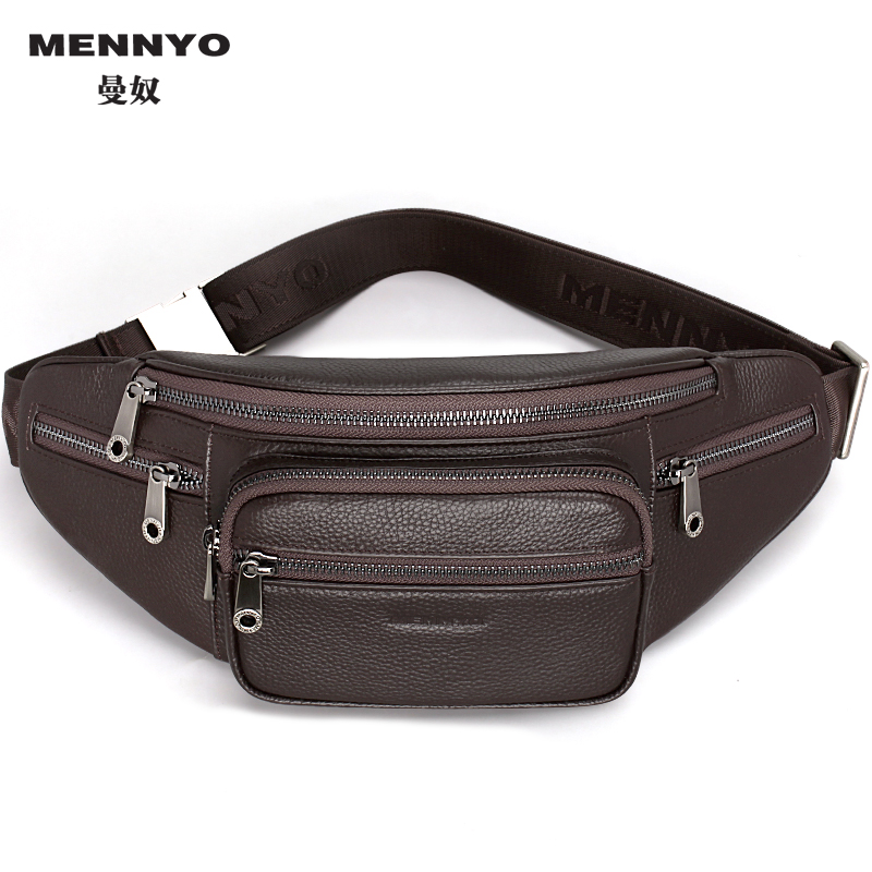 曼奴男腰包真皮休闲单肩包男士包包 mennyo男士包袋