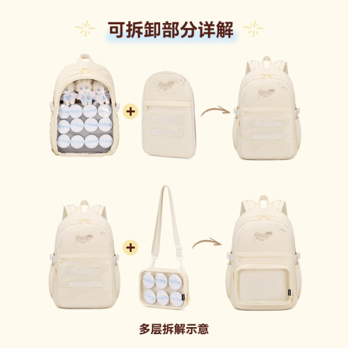 AORDA 痛包双肩大容量书包初中女生蓝色背包学生党二次元透明娃包 - 图1
