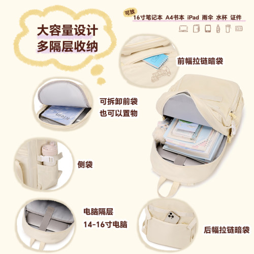 AORDA 痛包双肩大容量书包初中女生蓝色背包学生党二次元透明娃包 - 图3