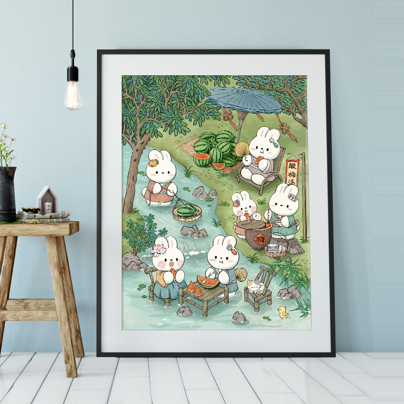 消夏兔十字绣2025新款高级客厅满绣玄关可爱卡通年轻人简单手工绣,淘宝优惠券,粉丝福利购,淘宝优惠卷