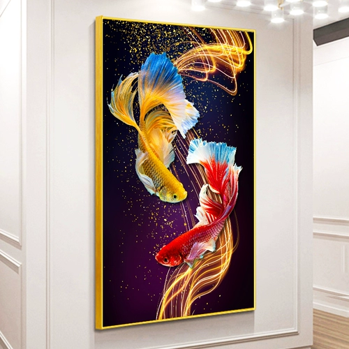 2023 Новая вышитая вышитая вышивка Comem Comem Koi Line Emelcodery Задняя простая современная спальня крыльца Вертикальная версия вышивки ручной работы