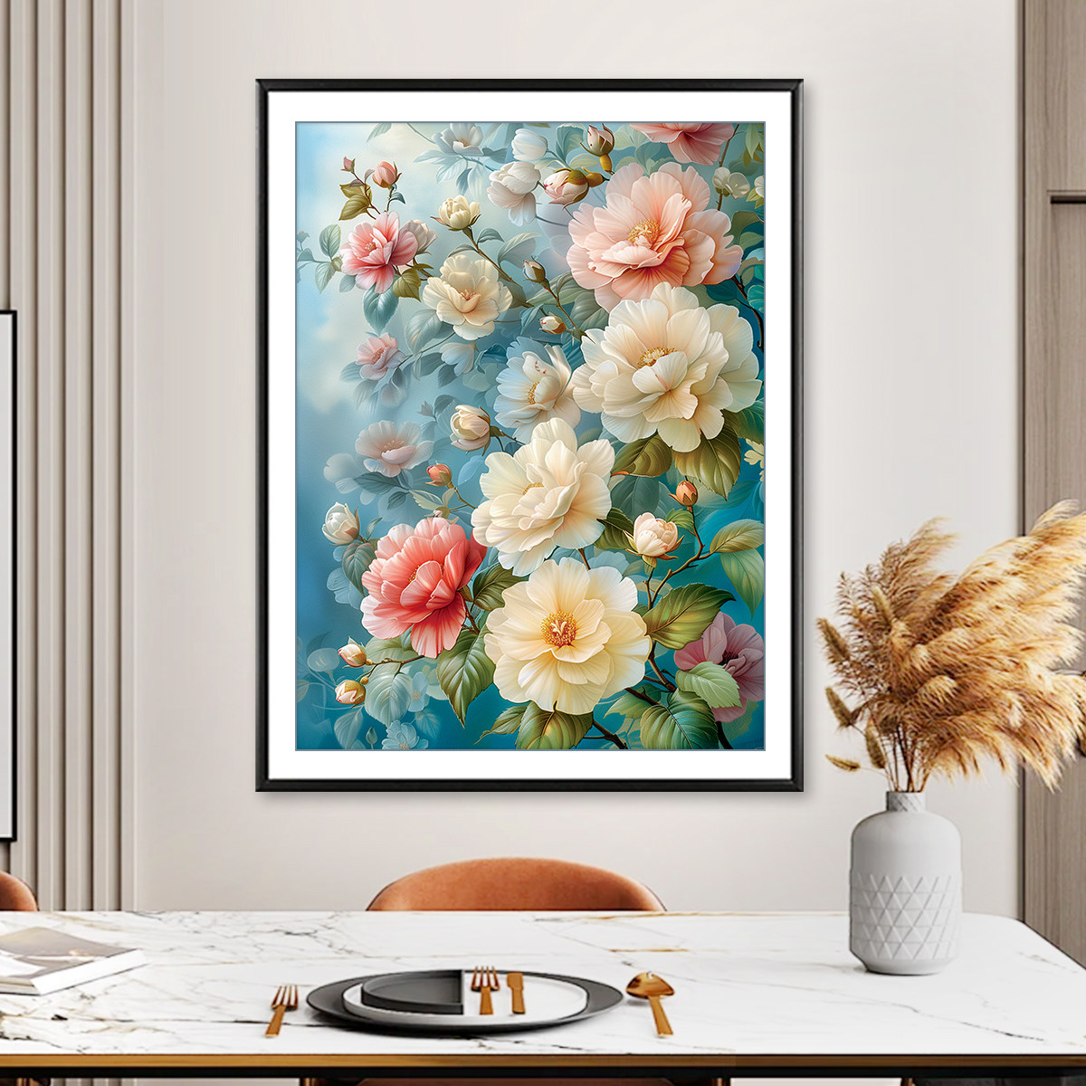 陌上繁花十字绣2025新款高级感客厅玄关手工刺绣山茶花简单年轻人,淘宝优惠券,粉丝福利购,淘宝优惠卷