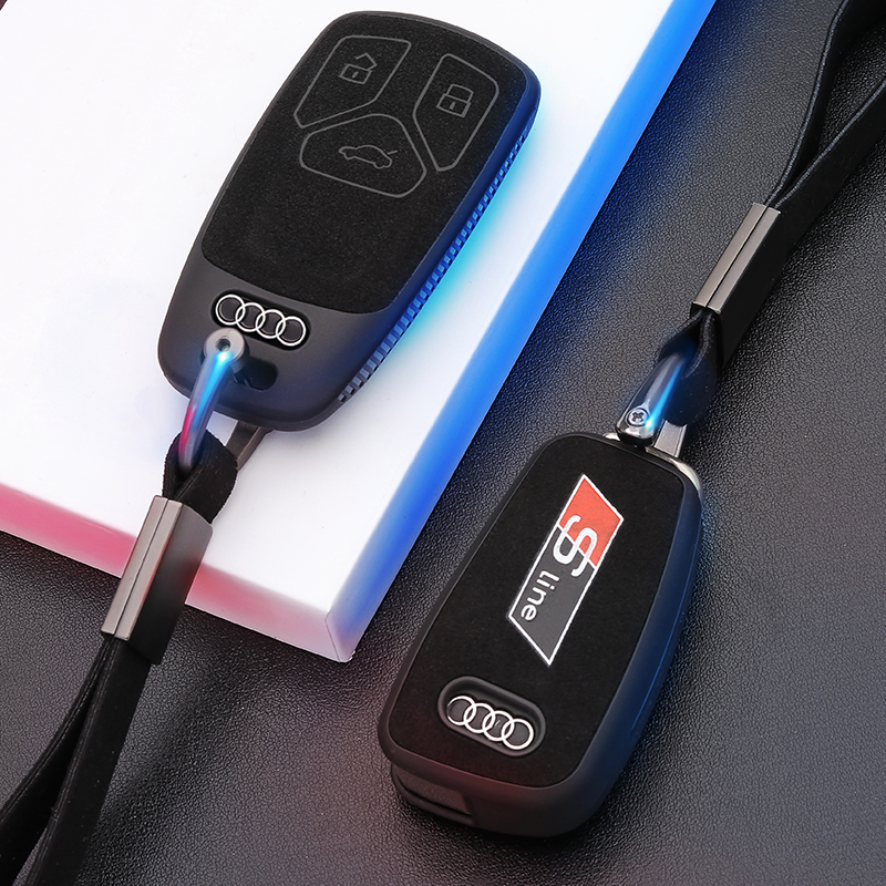 奥迪钥匙套23款A6L壳A3扣A7新Q7男A8高档Q8车a4l包q5l专用q3女q2l - 图0