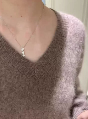 S925纯银三生三世闪钻项链女轻奢小众设计精致锁骨链高级锆石吊坠