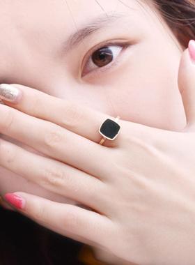黑方戒指轻奢钛钢时尚女