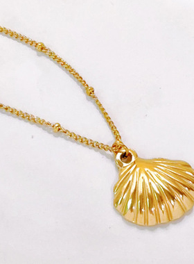贝壳扇贝吊坠钛钢项链女不掉色18k金色小众轻奢高级感不锈钢锁骨