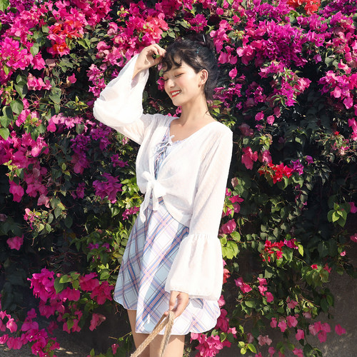 2026新款游泳衣女夏季连体三件套防晒显瘦遮肚网红风温泉保守学生 - 图1