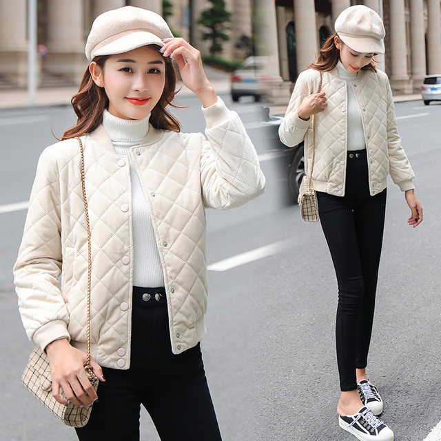 Winter 2023 new style gold velvet small cotton-padded coat for