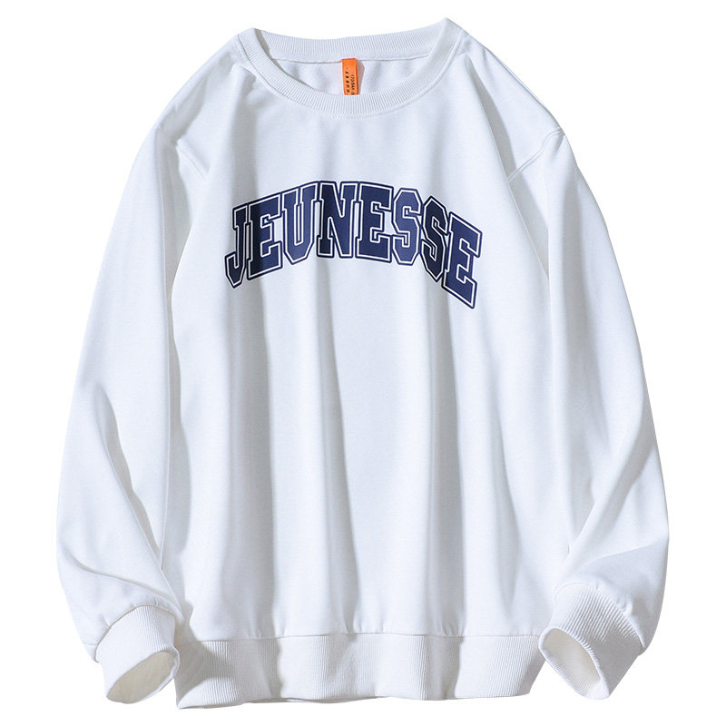 潮牌美式黑色圆领卫衣男生冬季新款重磅字母印花宽松复古男装外套