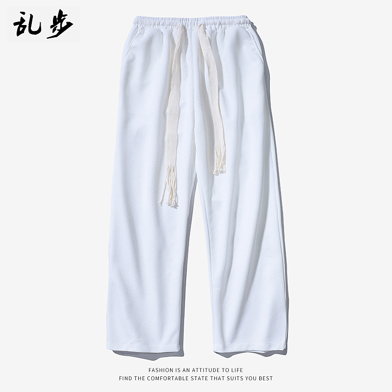 华夫格卫裤男秋季ins潮流运动裤子 rampo乱步卫裤
