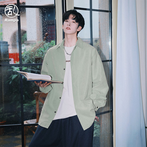 Rampo/乱步衬衫长袖男生2026年春季上衣外套潮牌潮流宽松休闲衬衣 - 图0