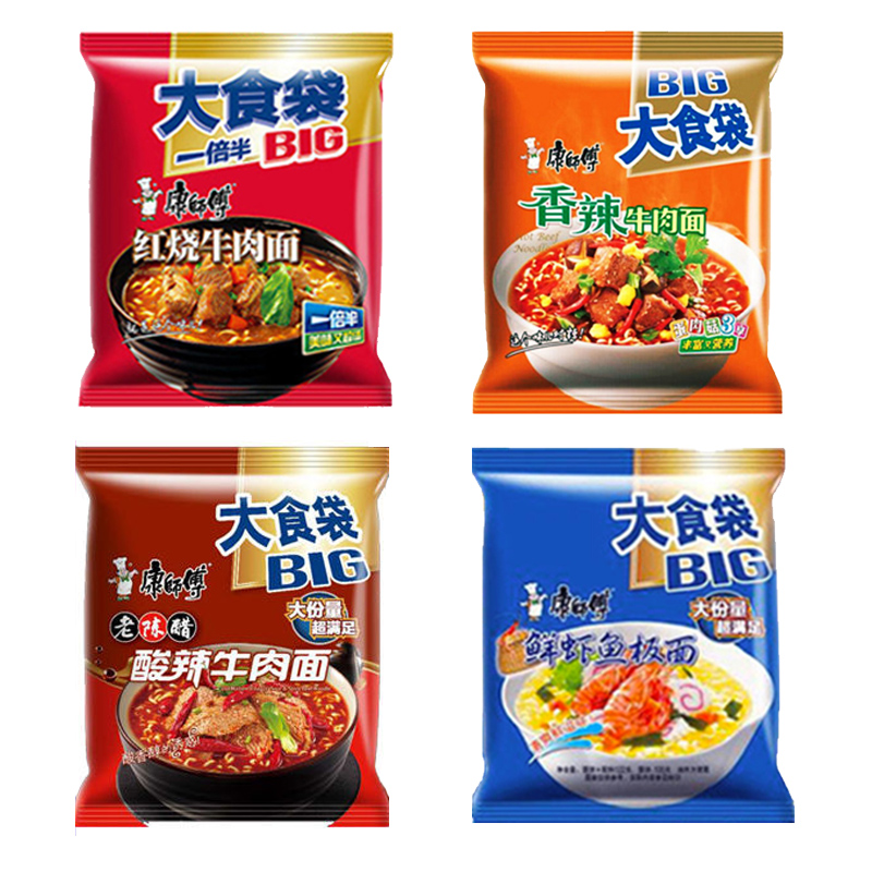 康师傅大食袋BIG红烧香辣酸菜牛肉面方便面袋装泡面整箱7味24包邮 - 图1