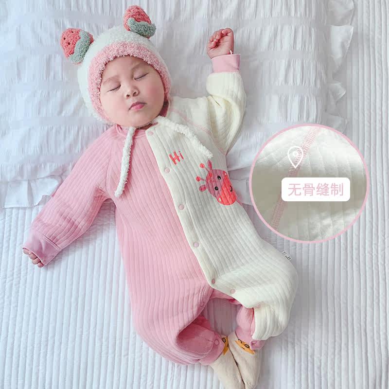 宝宝冬装夹棉婴儿衣服婴幼儿连体衣 wuawua连身衣/爬服/哈衣