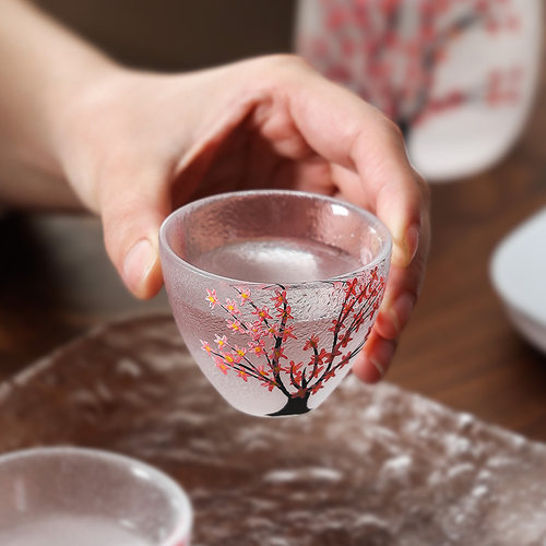 小清新樱花小酒杯白酒杯日式酒具烧酒酒盅家用烫酒烈酒杯50ml - 图1