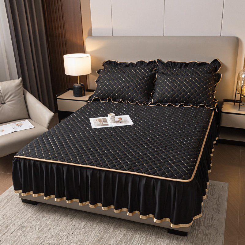 新款加厚夹棉床笠床裙单件二合一欧式床单带裙边全包床罩床垫套,淘宝优惠券,粉丝福利购,淘宝优惠卷