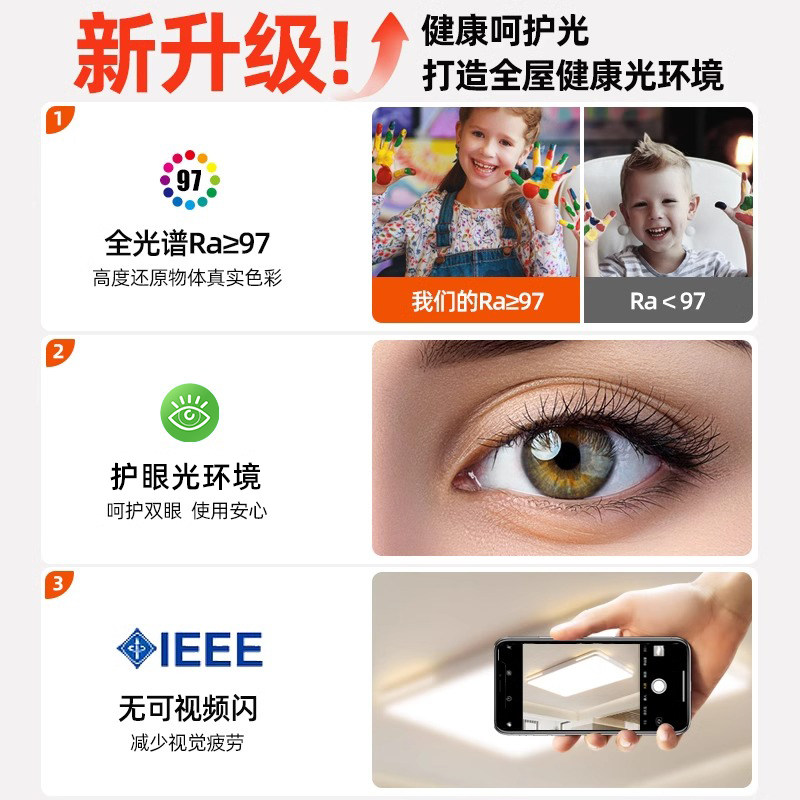 全光谱护眼led卧室吸顶灯现代简约大气儿童房间书房客厅灯具套餐