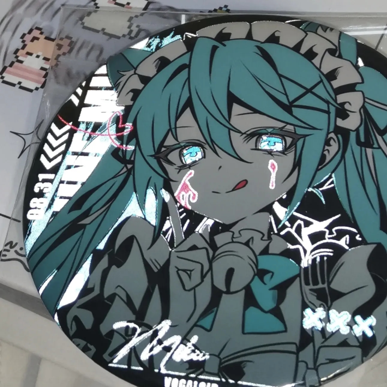 miku初音未来女仆反光吧吧唧可爱徽章二次元周边自制同人谷子-图0