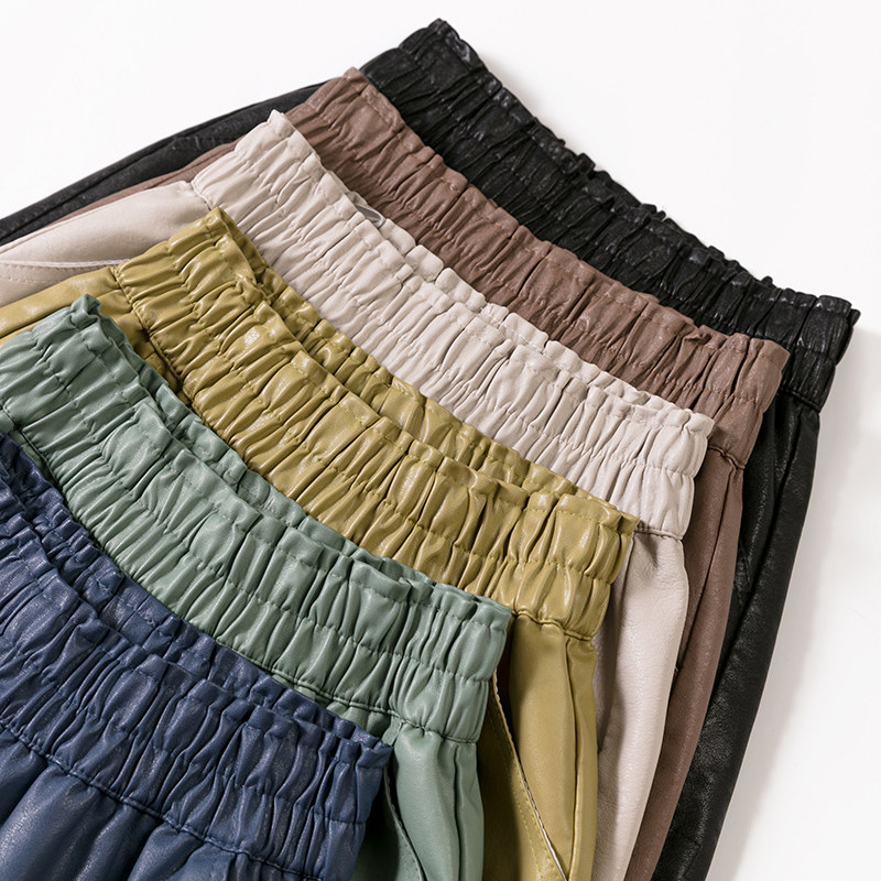 皮2020年冬款外穿秋冬季阔腿短裤 几何色休闲裤